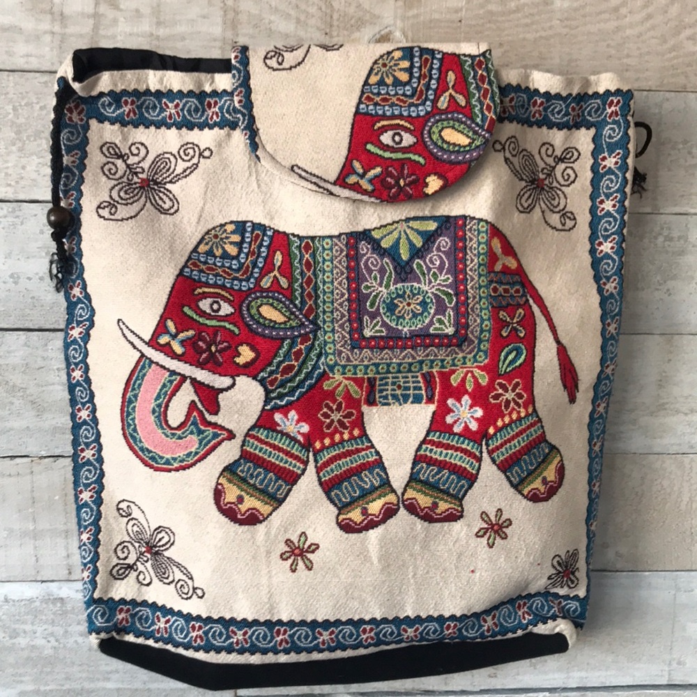 Elephant tapestry print backpack